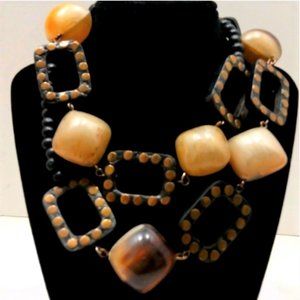 70's Western Style Stud Square Cream Wrap Necklace